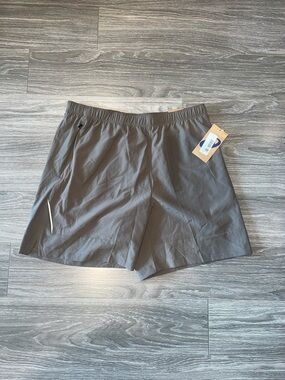 Asics Taupe Elastic Waist Athletic Shorts